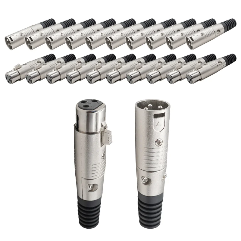 

5/20/100PCS 3PIN XLR Male Female Connector MIC Plug Metal Cannon Cable Microphone Audio Cables Plug Adapters