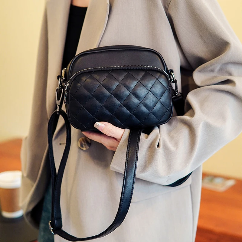 Diamond Lattice Women's Shoulder Bag Leather Female Crossbody Bags Luxury Handbags Organizer and Purses Shopping Cell Phone Bag