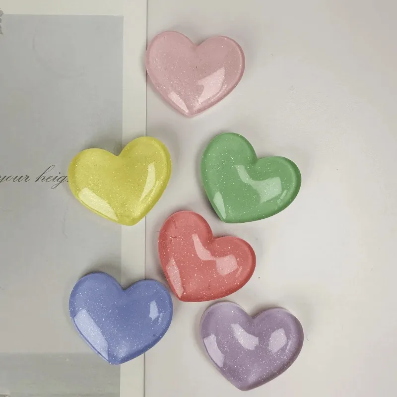 New colorful heart-shaped refrigerator sticker, simple macaron home kitchen decoration magnetic sticker