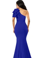 New Summer One Shoulder Split Sexy Dress sleeveless Sloping Shoulders Dresses - Image 2