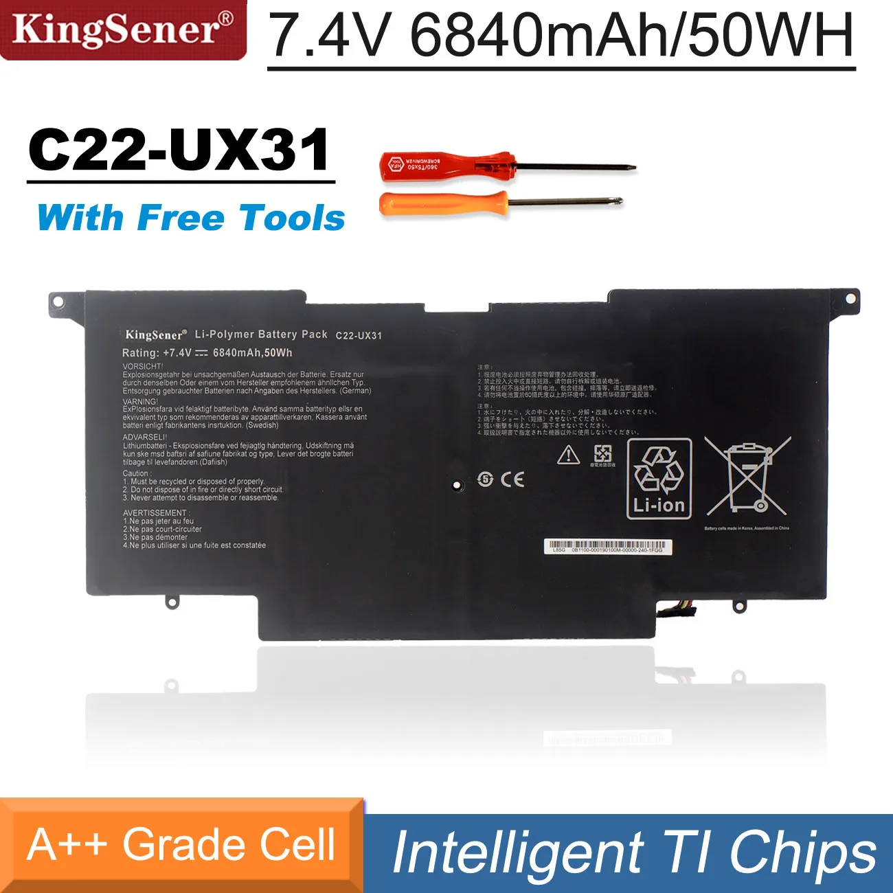 Kingsener-bateria para Notebook Modelo Novo para Asus Zenbook Ux31 Ux31a Ux31e