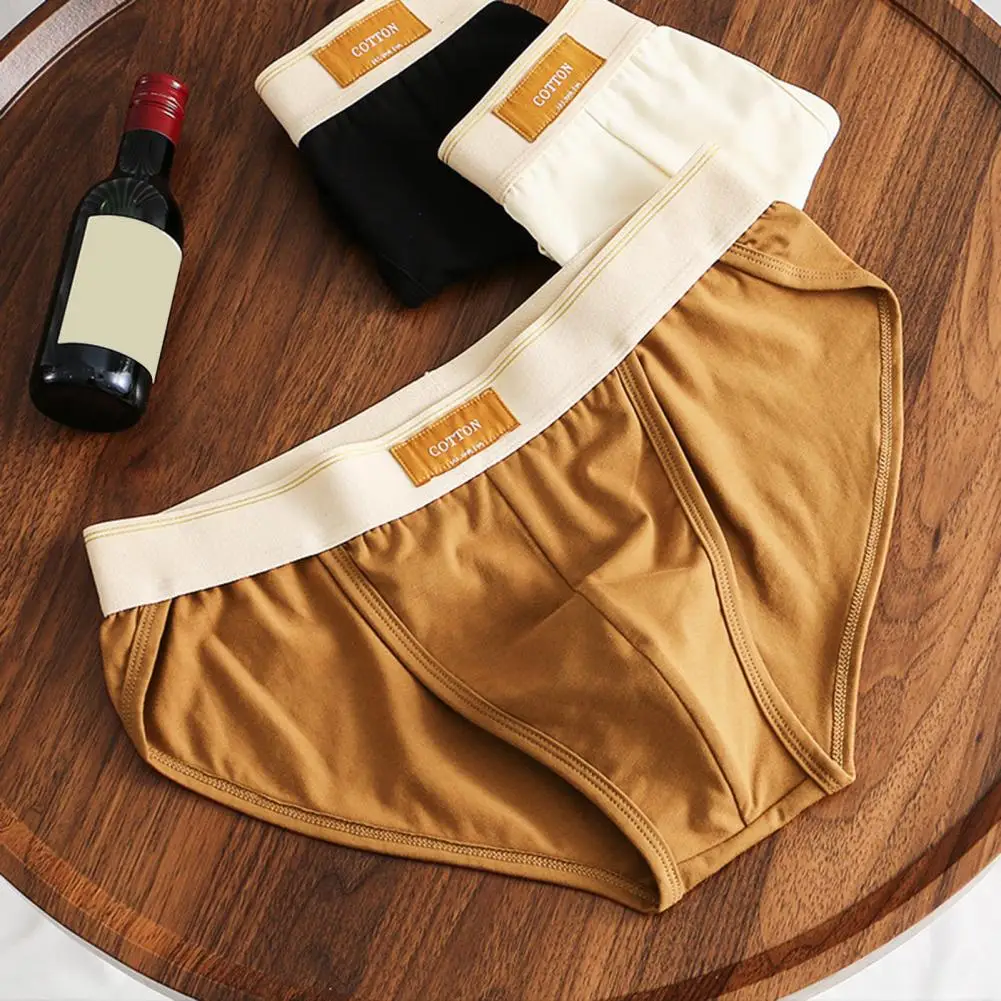 

Men Briefs Underwear Cotton Mid Waist Sexy Shorts Panties Breathable Male Loose Elastic Underpants Breathable Hombres Large Size