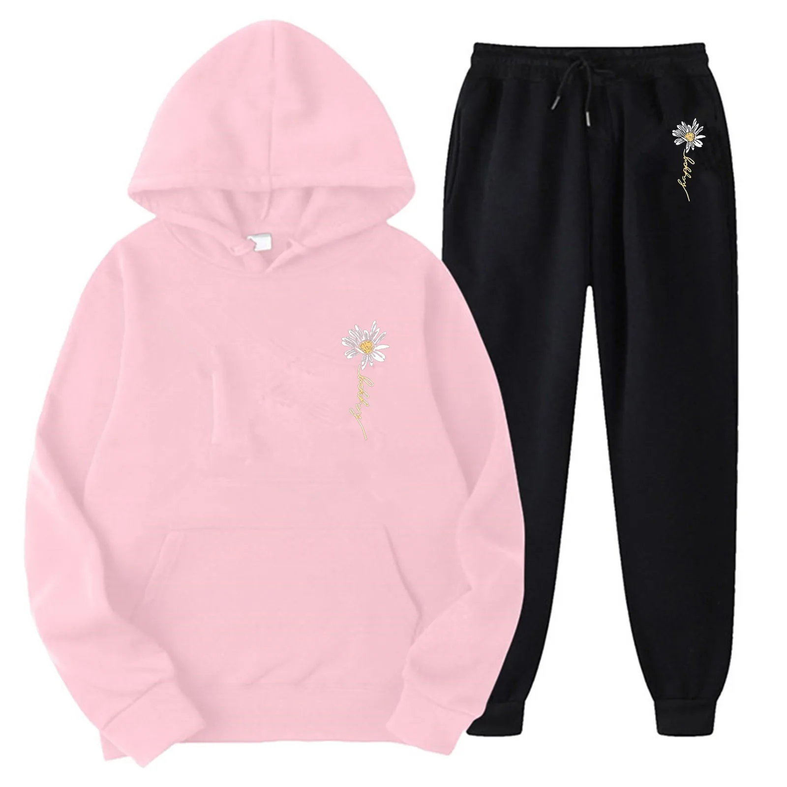 

Autumn Winter Sweatsuits Hooded Sweatshirt And Jogging Pants Set Women'S 2 Piece Sets Sport Patterned Print 2023 Warm Outfit