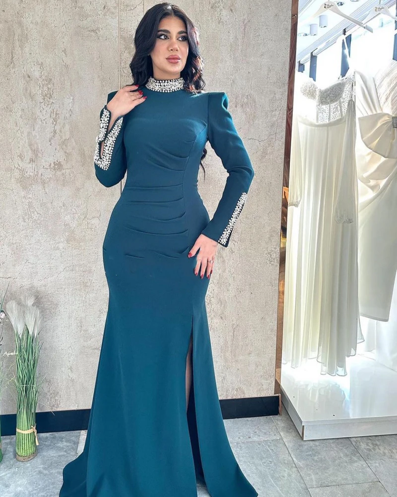 

Formal Evening Dress For Sexy Women 2024 New فساتين السهرة Dubai Mermaid Elegant Sequined O-Neck Cocktail Party Prom Gown