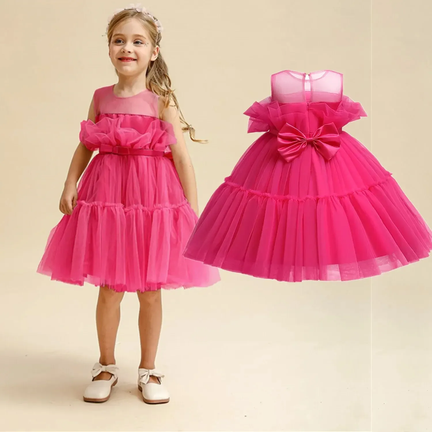 Toddler Baby Girls Dress For Birthday Party Tulle Princess Dress Wedding Evening Tutu Gown Kids Summer Dress for Girl's Dresses