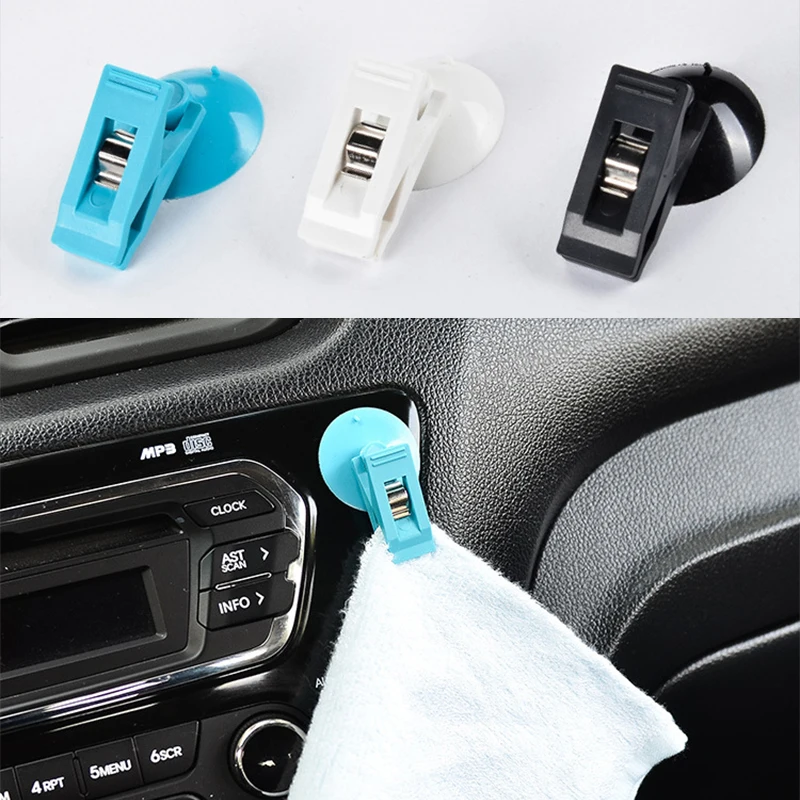 2Pcs Car Interior Window Clip Mount Black Suction Cap Clip Plastic Sucker Removable Holder For Sunshade Curtain Towel Ticket accessories ticket clip car card holder sticker plastic windscreen window clear accessory parking organizer stock
