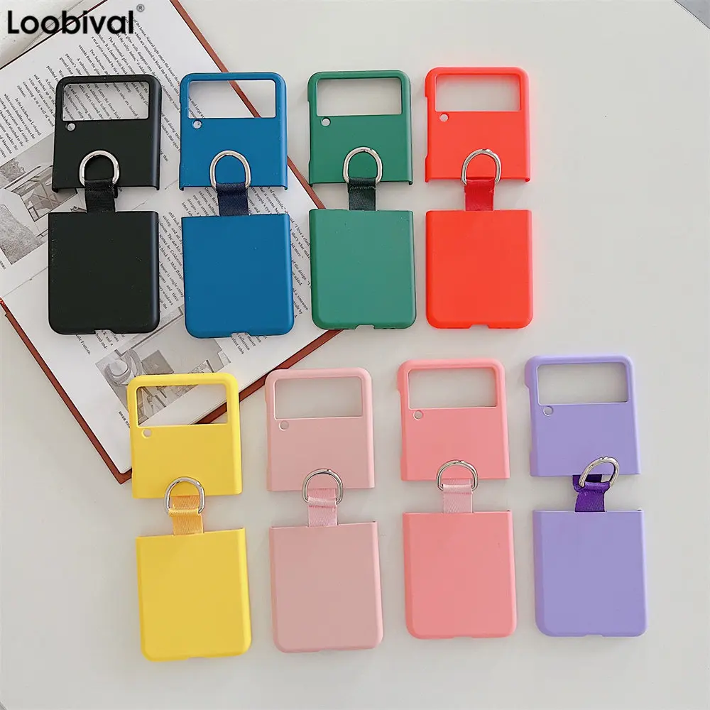 Per Samsung Galaxy Z Flip 4 3 Custodia Di Colore Puro Caramelle Di Lusso Per Z Flip3 Zflip4 Flip 3 Ring Custodia Antiurto In Silicone Liquido Morbido