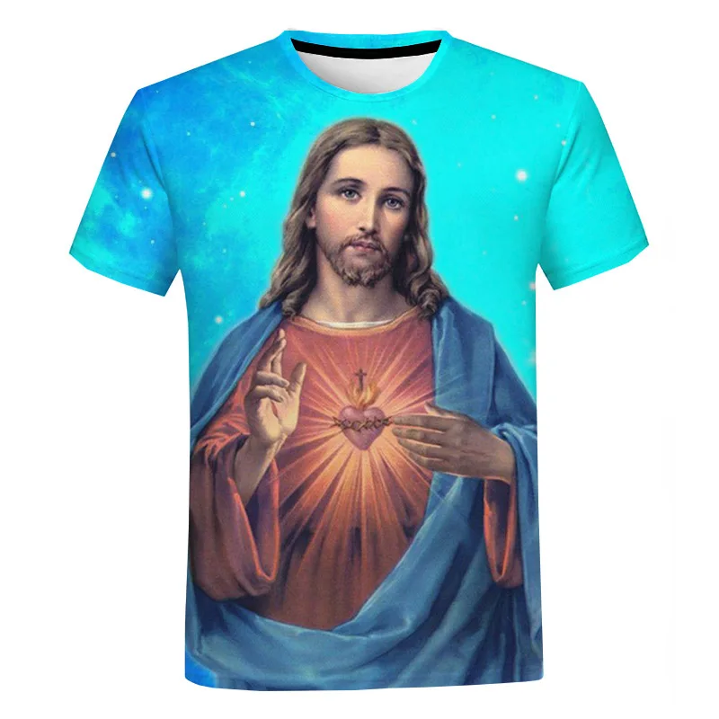 

New Christian Cross Fashion 3D T-Shirts About Jesus Christ Loves Everyone Christian Women Mens Oversized Harajuku T-Shirts