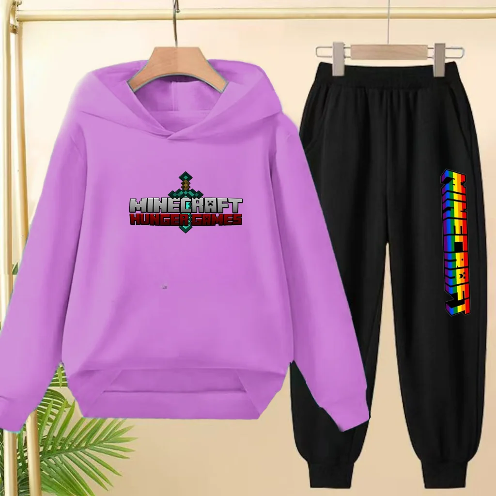 Kinder-Sportbekleidungsset, 2-teiliges Sweatshirt + lange Hose. Ein bequemes Kleidungsset für Jungen und Mädchen mit bedruckten Anime-Mustern – Detail 15