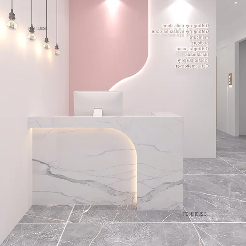 Nordic Company Front Desk Reception Desks Small Cash Register Simple Modern Paint Counter Table Hair Salon Shop Reception Bar D
