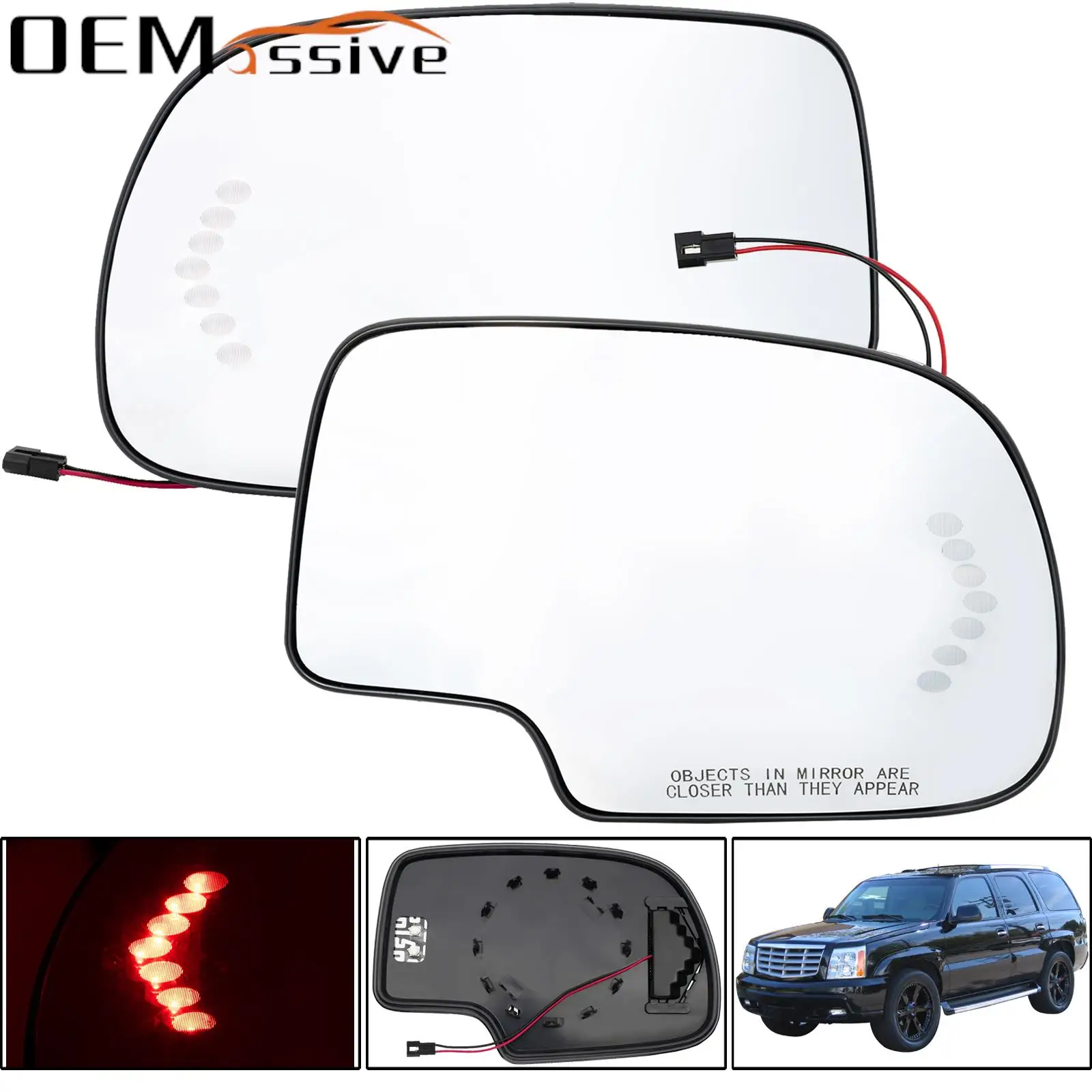 

For Gmc Chevy Cadillac 2003 - 2007 Driver Passenger Side Door Wing Mirror Glass Heated Turn Signal Light Rear View Rearview