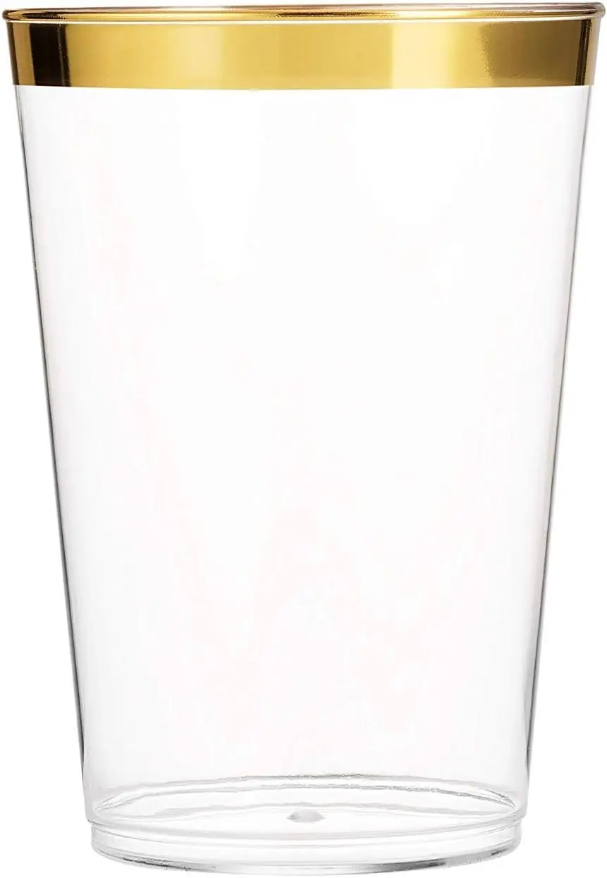 700 Piece Gold Dinnerware Set-200 Gold Rim Plates -300 Silverware 100 Plastic Cups 100 Linen Like Paper