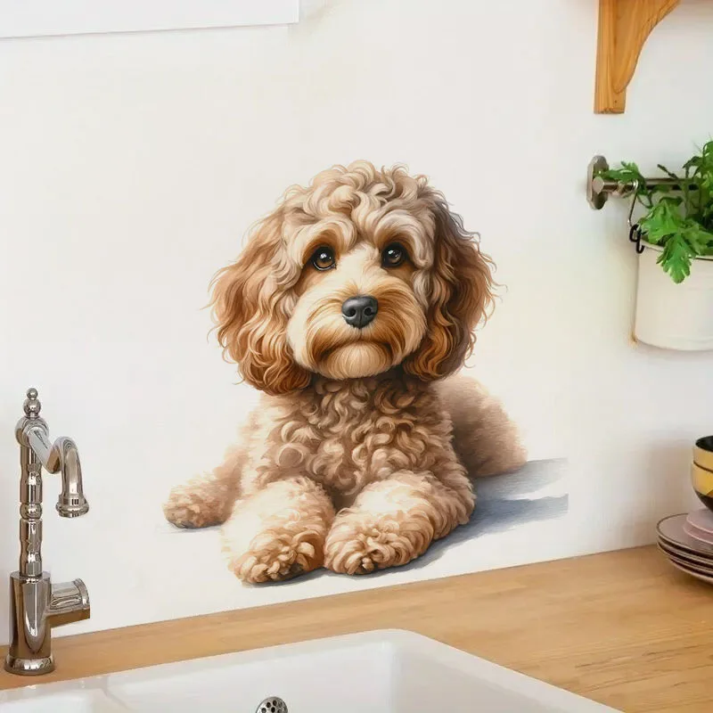 Cockapoo Dog Self-Adhesive Wall Decal-Removable, Reusable PVC Sticker for Kitchen & Living Room Decor
