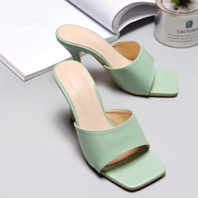 Summer Purple Women's Slippers Sandals Shoes Solid Color Simple Open Toe Slides Outdoor Flip Flops Stiletto Heels Sexy Sashion