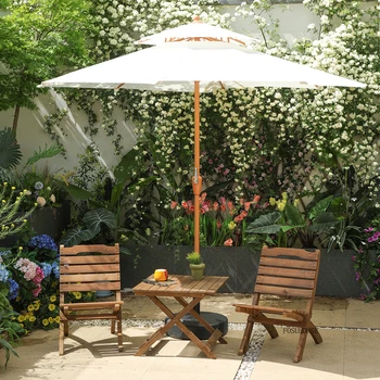 Tavolo e sedie pieghevoli in legno massello nordico Set di mobili da giardino all'aperto Tavolo e sedie da esterno Set di mobili da giardino per esterni 1