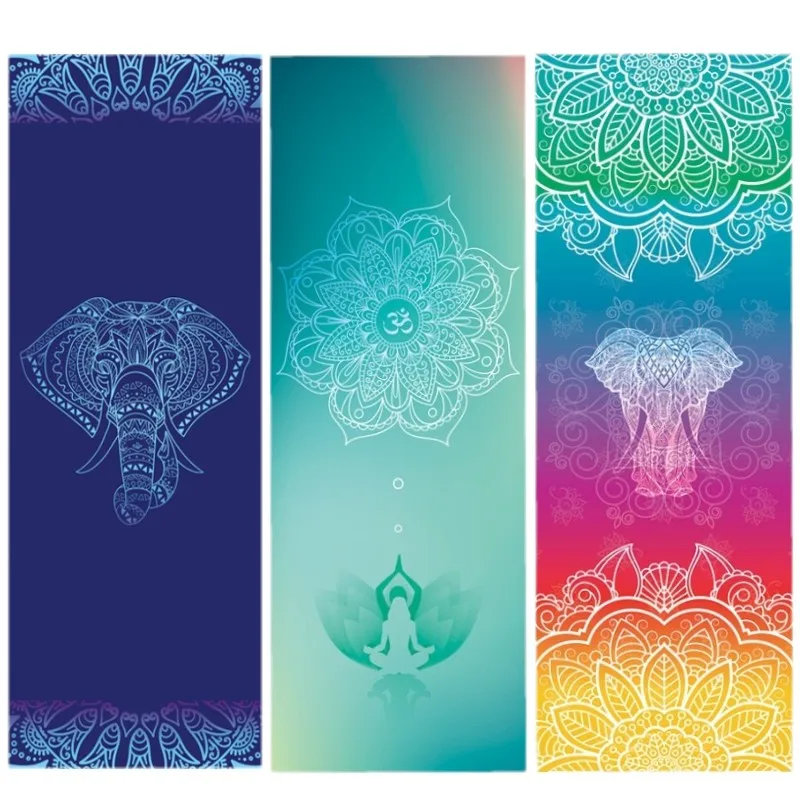 Hot Yoga Mat Towel 185*61cm Printed Yoga Towel Non slip Fitness Workout Mat Cover For Pilates Gym Yoga Blankets
