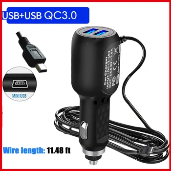 Caricabatterie dashcam per auto, ricarica super veloce per veicoli, cavo di alimentazione GPS, testina di ricarica per auto, accendisigari USB, caricabatteria per auto
