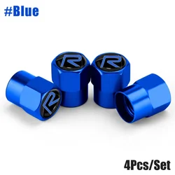 Premium Metal Tire Valve Caps - Stylish Car Wheel Stem Covers (Set of 4) (Blue)