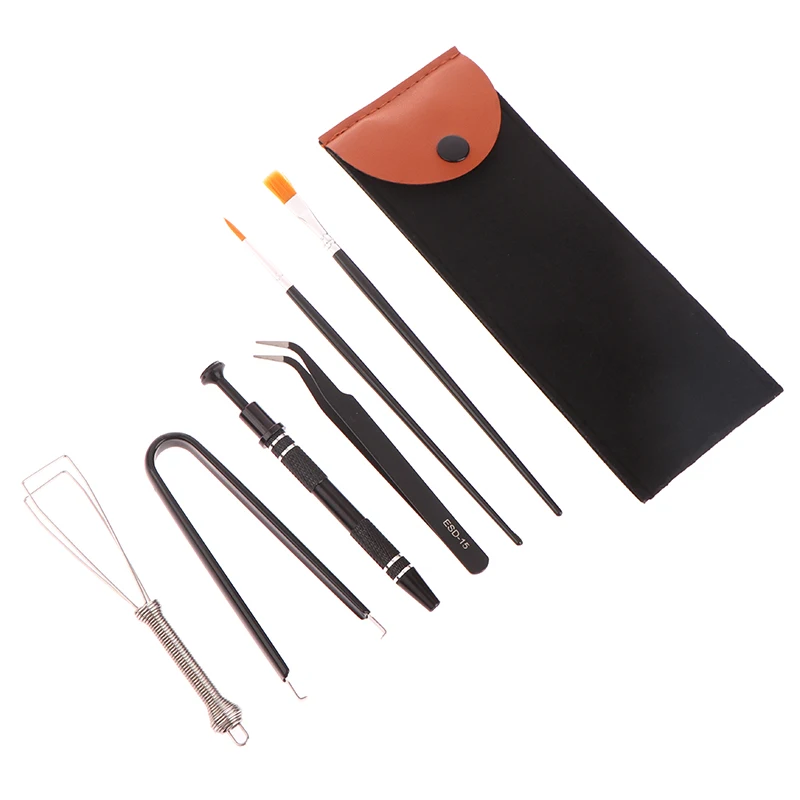 4pcs/set Lube Brush Tweezer Switch Stem Holder Lube Tool Collection For Mechanical Keyboard With Bag 5