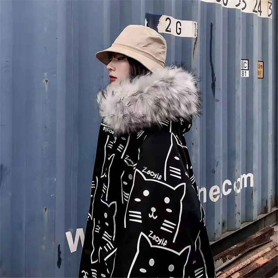 Winter Streetwear Harajuku Jackets Women Warm Loose Korean Cotton
