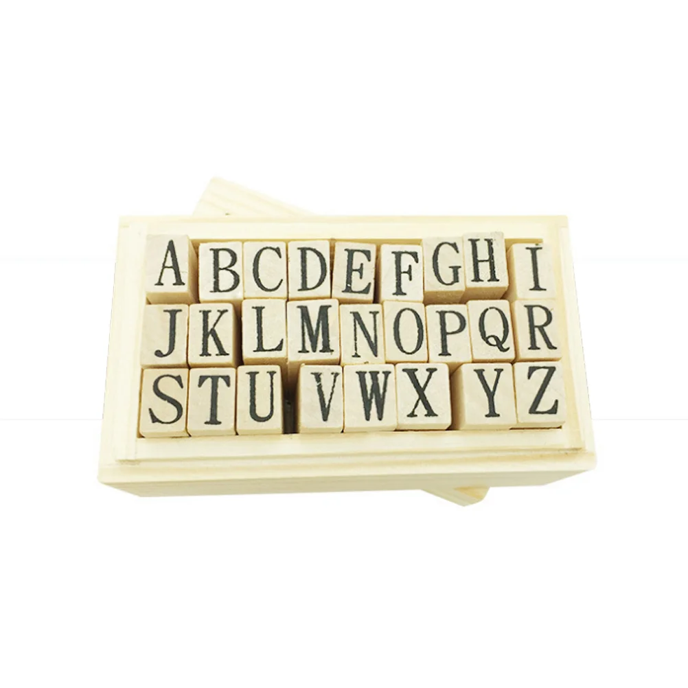 

Wooden ABC Stamps 26 Pieces Alphabet Stamps Letters Wood Mounted Rubber Stamps for Making DIY Crafts Scrapbooking
