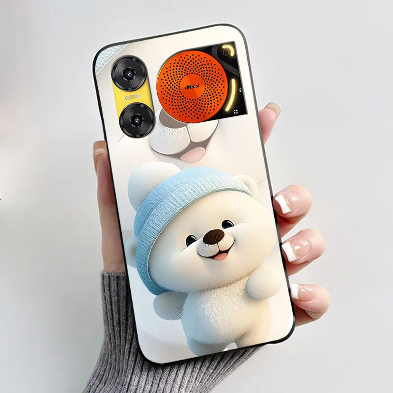 Cute Rabbit Black Silicone Phone Case, Soft TPU Cover