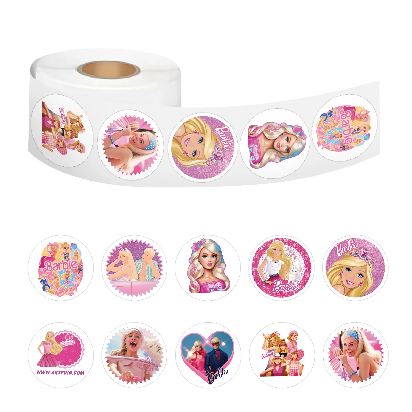 500/2000PCS Anime Barbie Stickers Kawaii Pikachu Charizard Round Seal Stickers Rolls Stickers Graffiti Luggage Stickers Toys 2