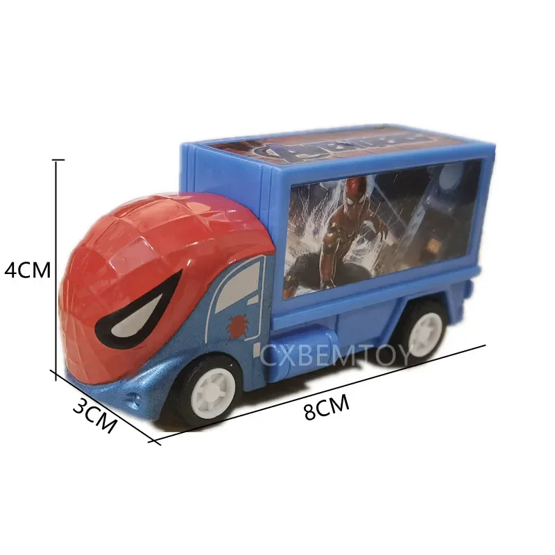 어벤져스 자동차 합금 PVC 캡틴 아메리카 헐크 아이언맨 스파이더맨 피규어, 트럭 풀백 차량 모델, 남아용 장난감, 세트당 4 개