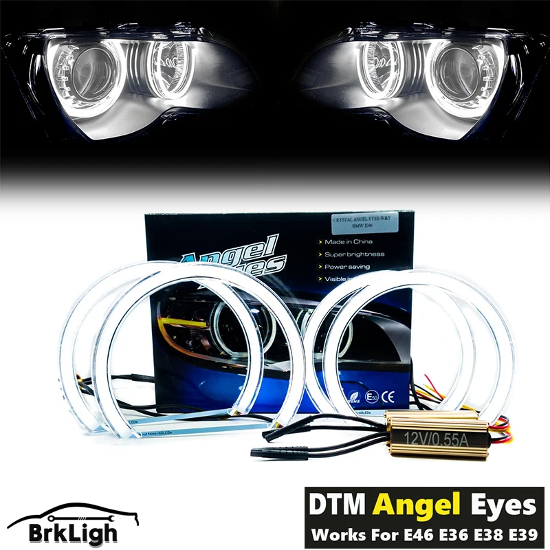 146X131 Dtm Led Angel Eyes Per Bmw E46/E39/E36/E38 Faro Alogeno Allo Xeno Crystal Switchback Halo Lights Accessori Tuning Fai Da Te