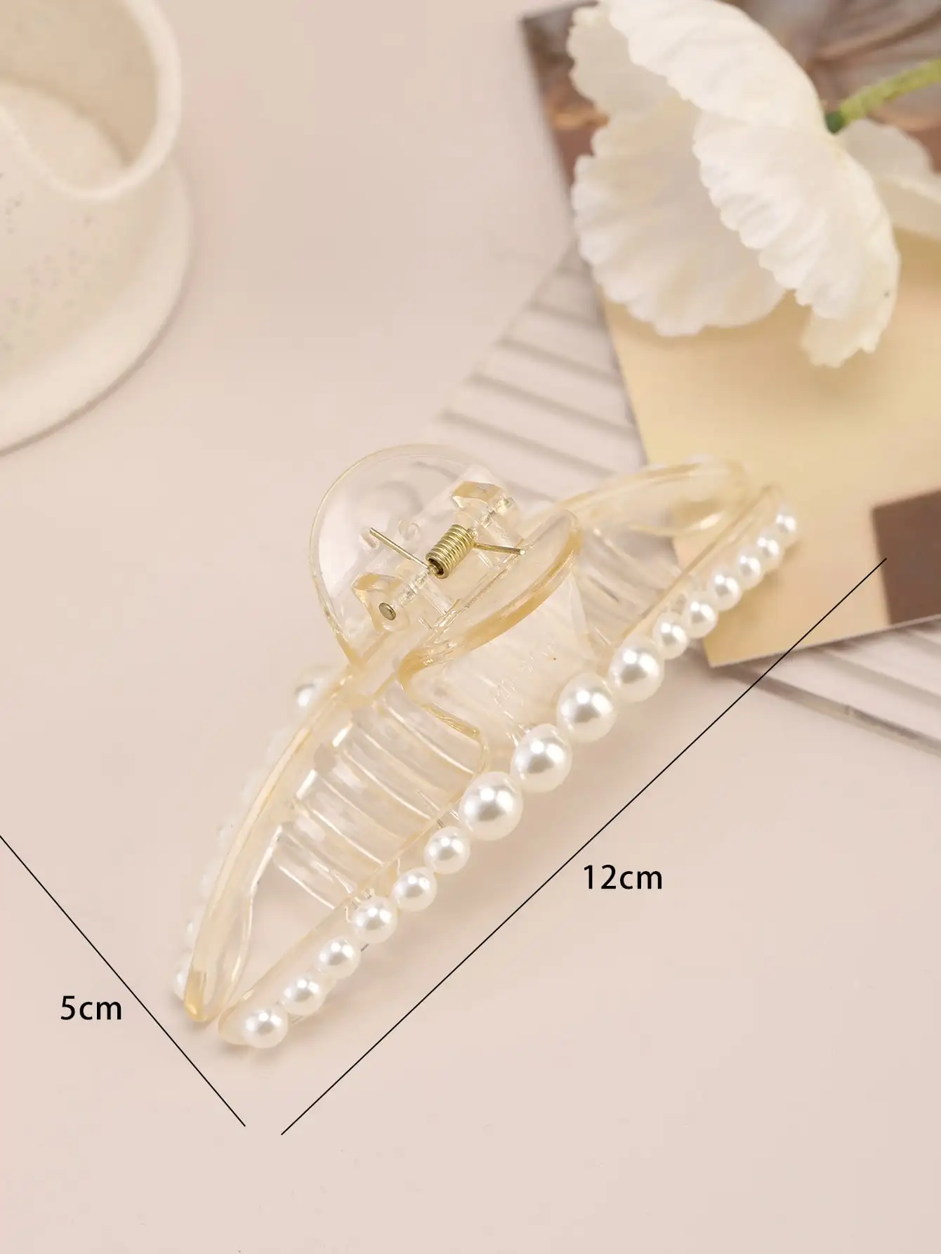 Große Perlen-Haarspange für den Hinterkopf, Koreanische Version der Haarklammer, Metall-Haarspange, Einfacher Haarschmuck für Damen – Detail 10