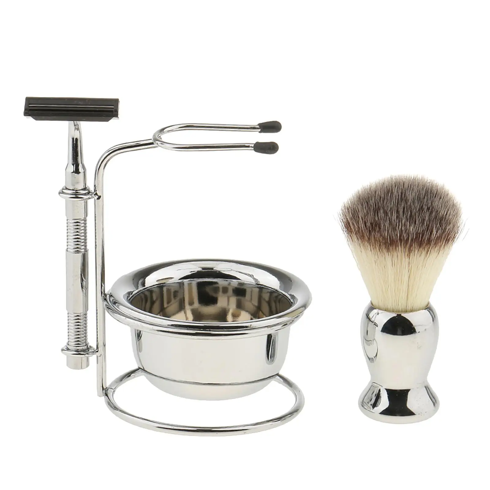 MagiDeal Mens Beard Grooming with Shaving Brush Straight shaving Bowl Stand Men Facial Beard Cleaning 