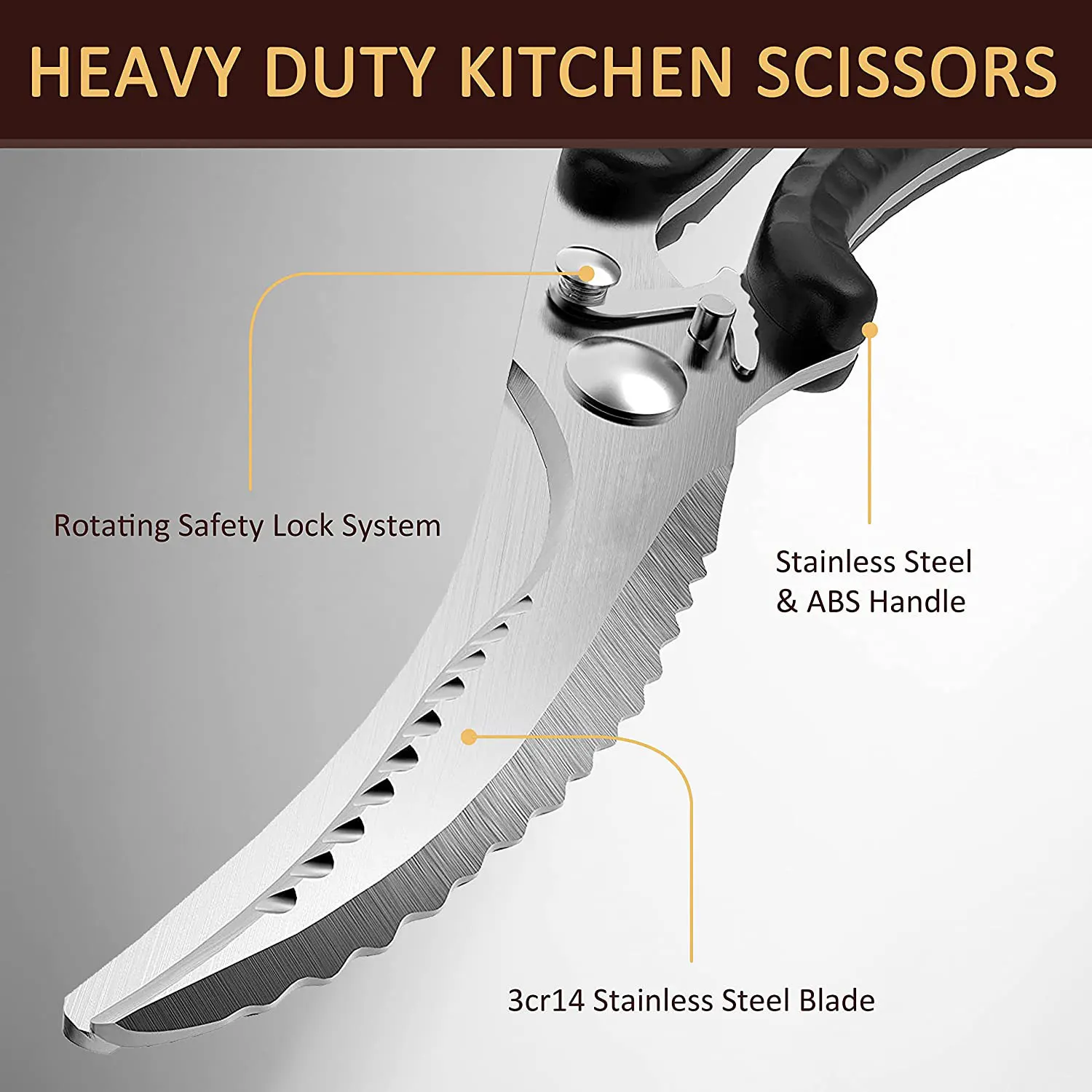 Heavy Duty Kitchen Shears, Spring Loaded Poultry Shears Stainless Steel  Chef Scissors for Bone, Chicken, Poultry, Fish, Meat - AliExpress