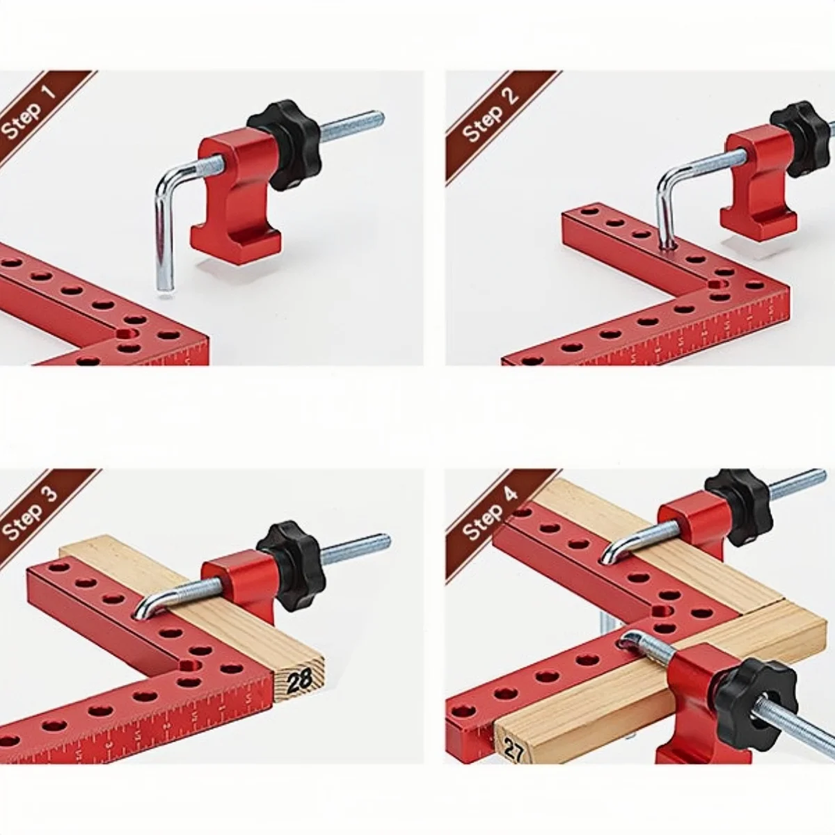 Aluminium-Legierung Holzbearbeitungs-Winkelklemme mit 90-Grad-Positionierlineal, Einfache Montage Edelstahl-Befestigungsvorrichtung – Detail 9