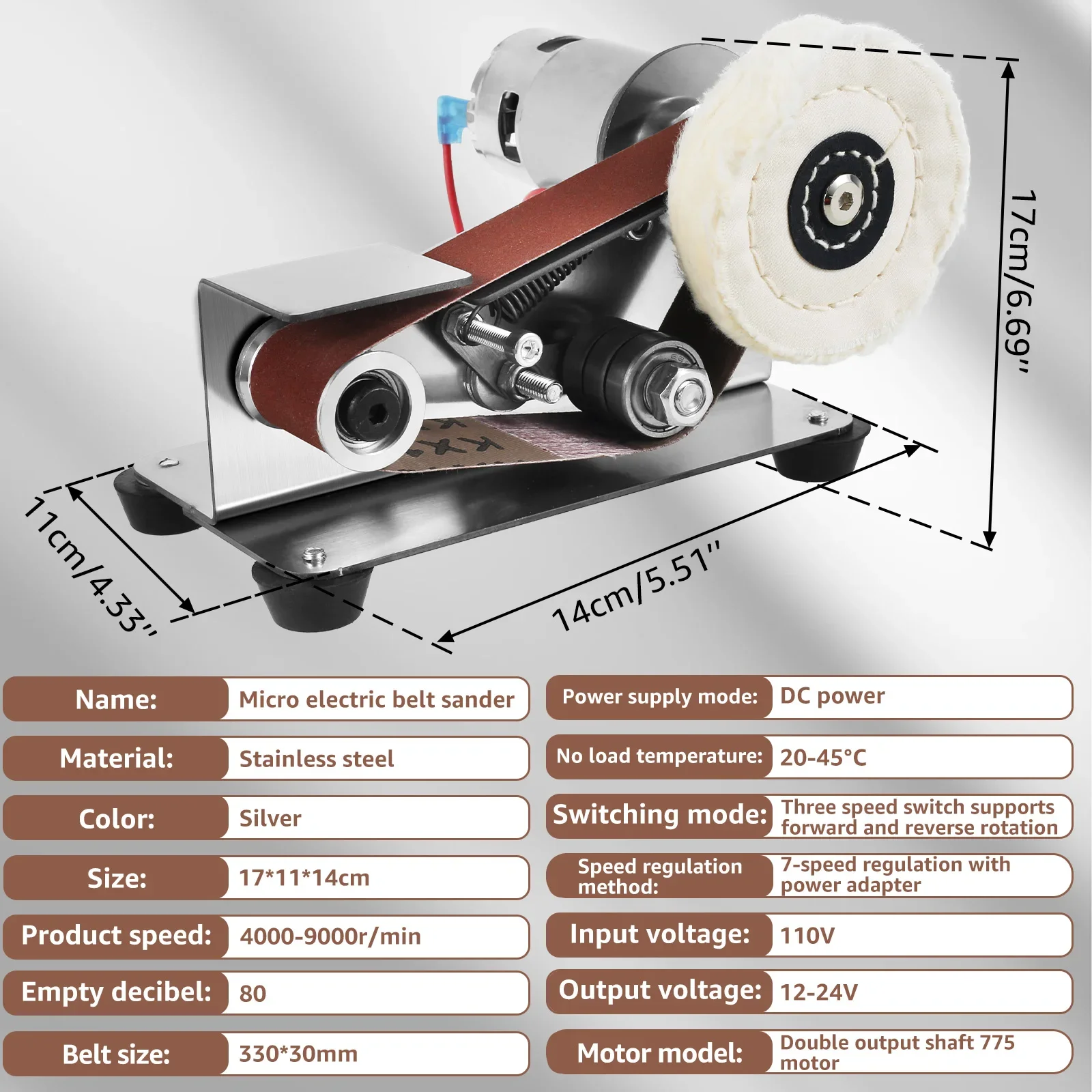 110v Electric Belt Sander 7 Speed Adjustable Grinder Diy Belt Sander For Cutlery US Plug Band Sharpening Machine Polish Tools