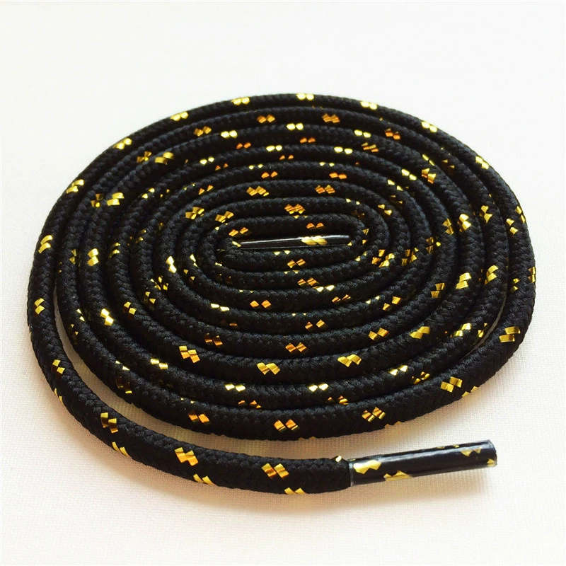Weiou 30 Pairs/Lot  Metallic Polyester Shoelaces Black White Silver Charmed Hiking Shoestrings 60-180cm Unisex For Kids&Adults