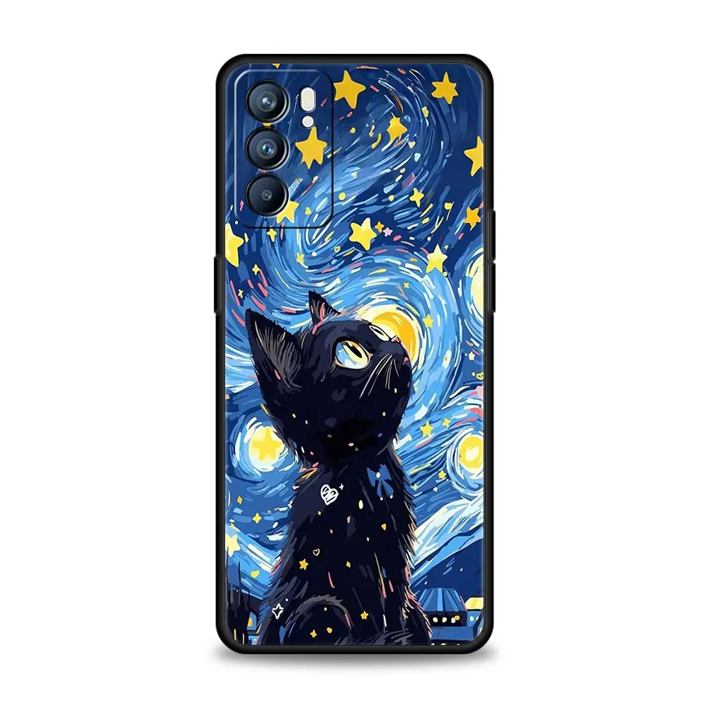 Cat Van Gogh Starry Sky Art Phone Case Cover