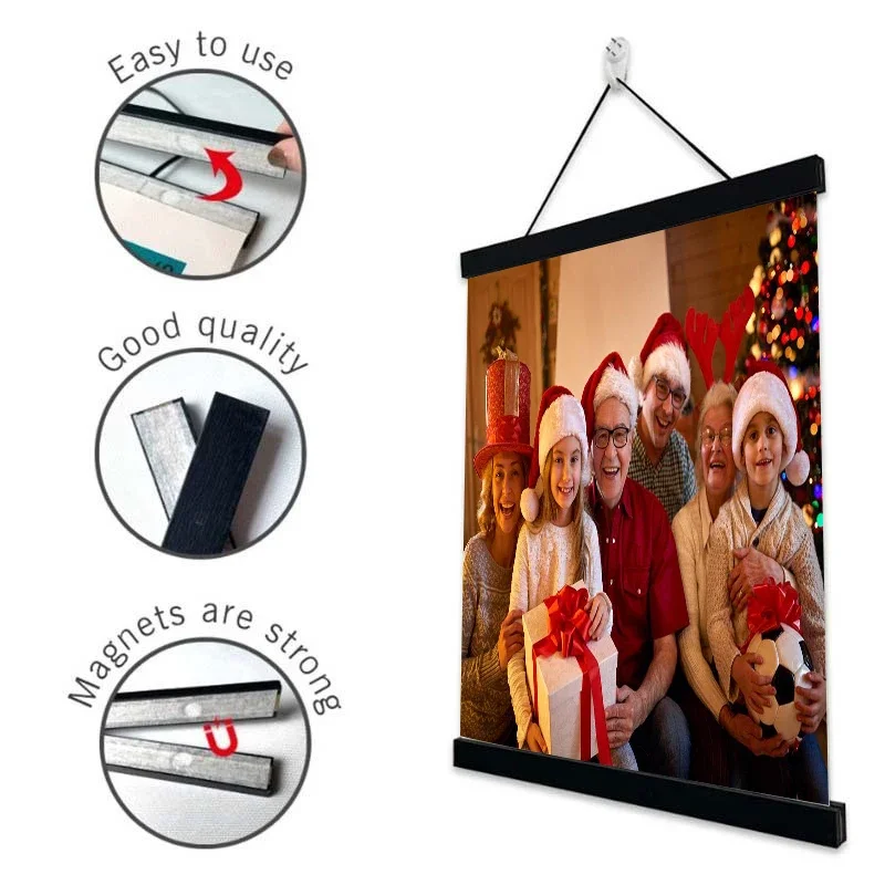 DIY Magnetic Wood Poster Frame Teak/Pine Photo Hangers Hanging Kit for Pictures Canvas Prints Poster Scroll Artwork Print Holder photo frame wood canvas frame wood photo frame wood frame wood picture frame art frames