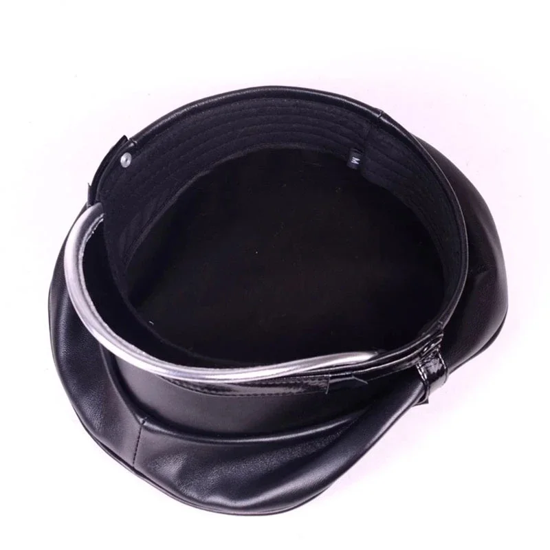 Men Genuine Leather Hat Germany Officer Visor Cap Locomotive Retro German Military Hat Cortical Casquette 2025