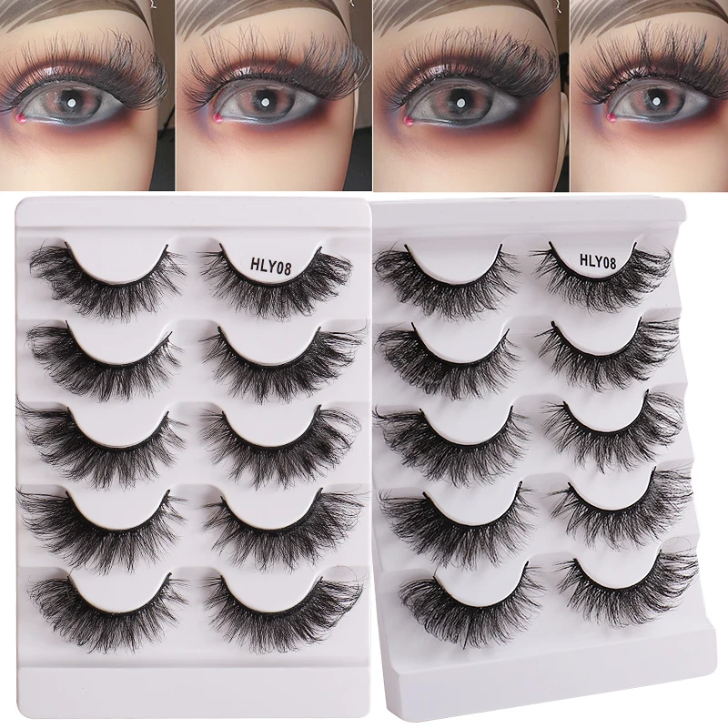

NEW False Eyelashes Cat-Eye Fluffy Faux Mink Lashes 8D Wispy Lashes 5Pairs Pack Dramatic Long Thick Volume Eyelashes