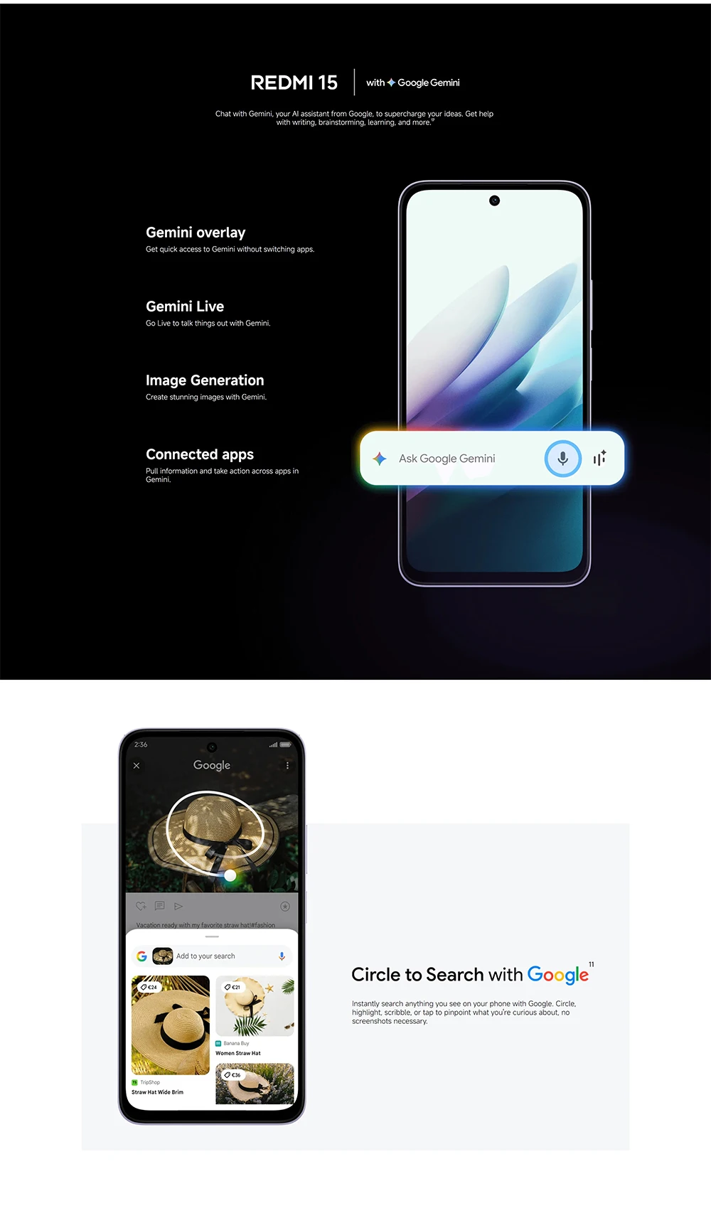 Smartphone Redmi 15 4G 8 Go/256 Go Puissant Snapdragon ® 685 AI Double Caméra 6,9" FHD 7000mAh Xiaomi Super Batterie 33W. Livraison Gratuite. Sd861ebf1b49b48ecaf0eb2410e757b14N