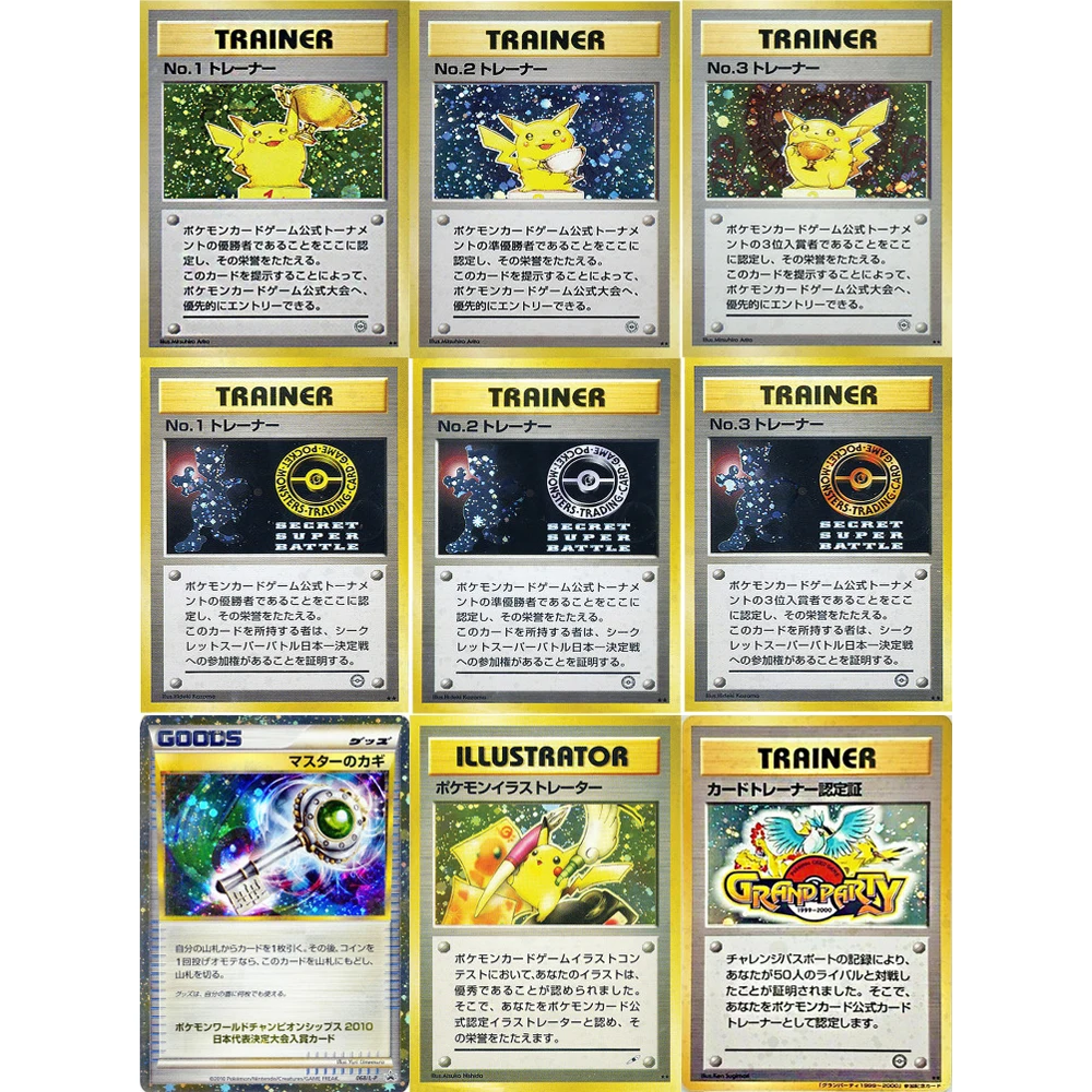 

24 Style Pokemon Trophy Medal Pikachu Mewtwo Star Flash Single Card PTCG Game Anime Collection Cards Diy Gift Toys