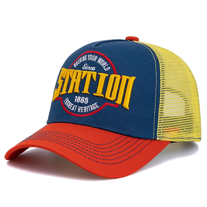 New Style Unisex Baseball Cap Classic STATION1865 Letter Pattern Mesh Cap Men And Women Breathable Streetwear Summer Trucker Hat