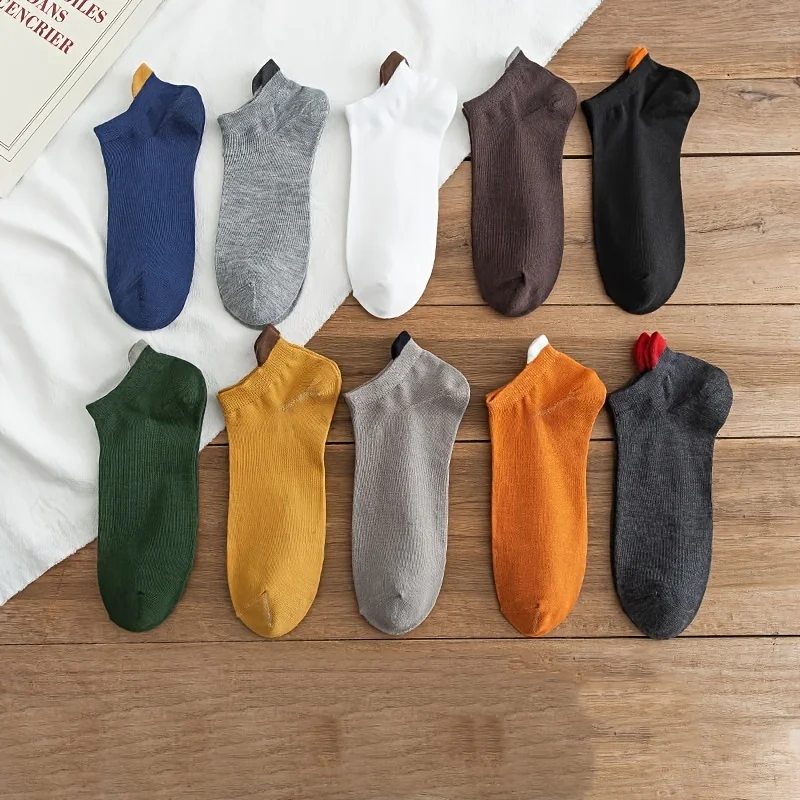 10 Paar hochwertige Herren Socken Baumwolle kurze Socken für Männer niedrig geschnittene Söckchen atmungsaktive Sommer lässige weiche Sports ocken – Detail 5