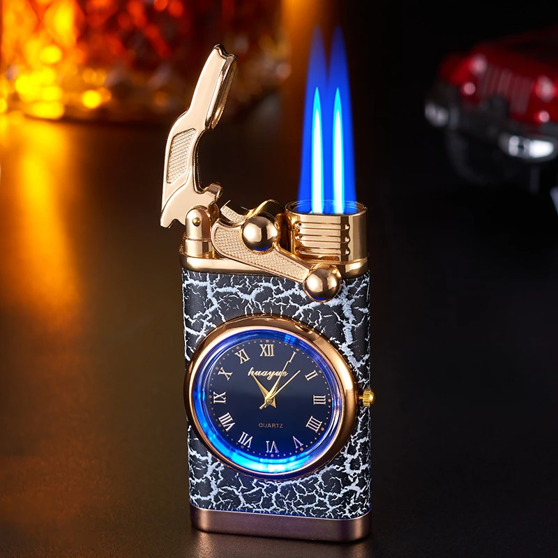 

Cigarette Lighter Creative Watch Butane Gas Lighter Windproof Jet Torch Lighters Smoking Accessories Men Cool Gift Metal Igniter