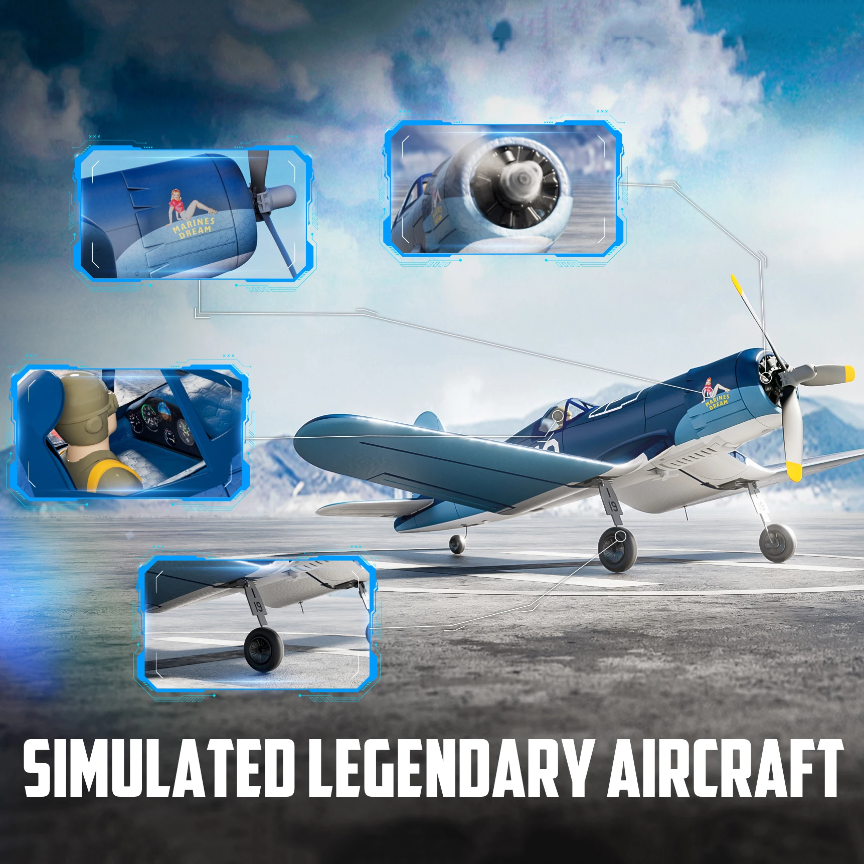 Avion RC télécommandé - Jouet volant avec hélices, chargeur USB