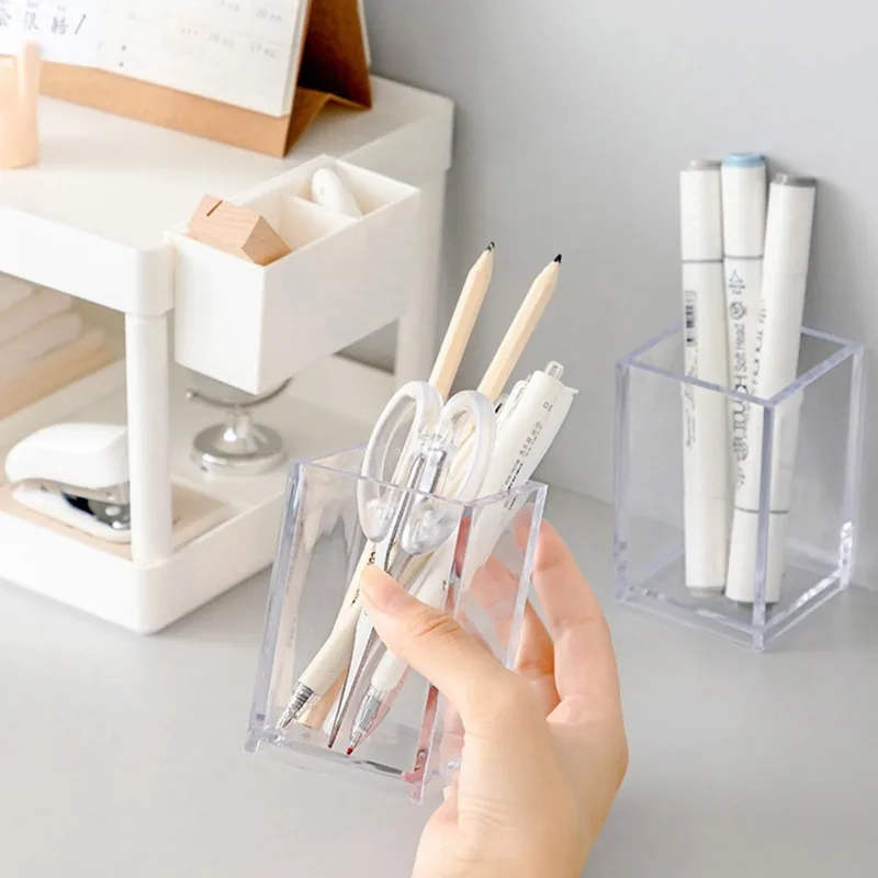 Transparent Cosmetic Makeup Acrylic Makeup Brush Tool Storage Box Case Pen Pencil Holder Table Organizer Tool For Desk makeup organizer makeup storage box cosmetic storage box storage box