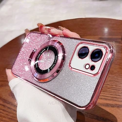 Luxury Glitter Plating Holder Silicone Case - Shockproof Protective Stand Cover for Reno13 FS 5G (SFCXZJ Pink)