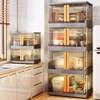Double-door Kitchen Cabinet Home Kitchen Furniture Multi-functional Folding Storage Cabinet Living Room Snack Storage Box C 1