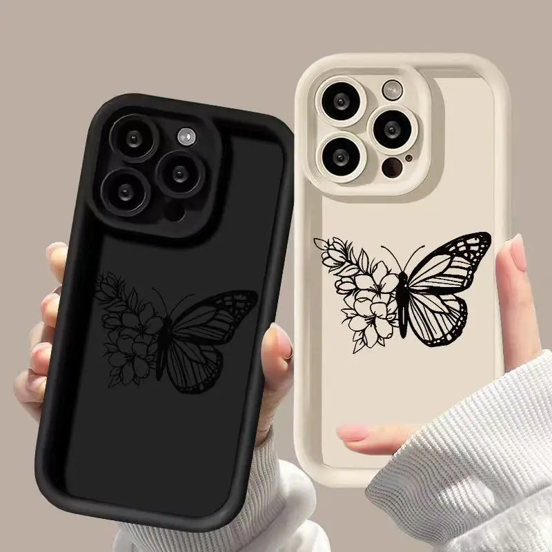 Simple Butterfly Matte Phone Case – Elegant and Durable Protection