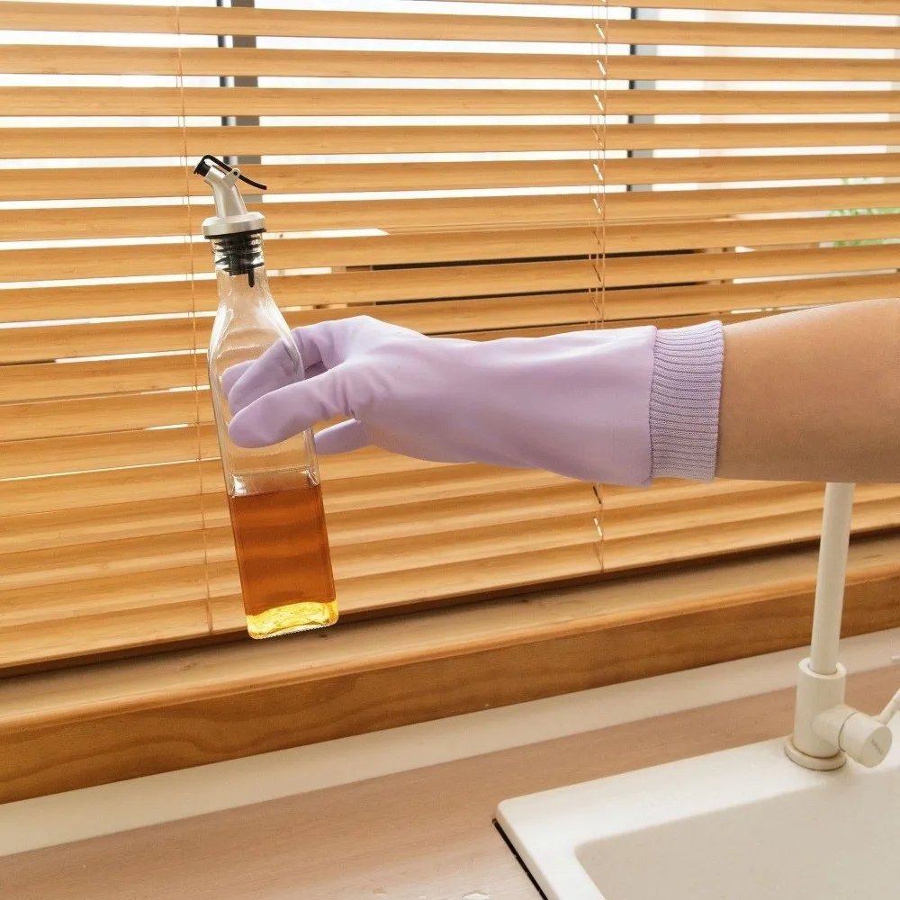 Waterproof Dishwashing Gloves Warm Fleece Tear-resistant Laundry Gloves Thickened Threaded Sleeve Cuff Housekeeping Gloves